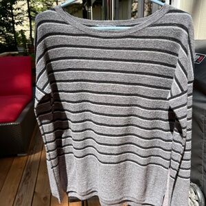 VInce thin gray/black striped long sleeve sweater size XS.